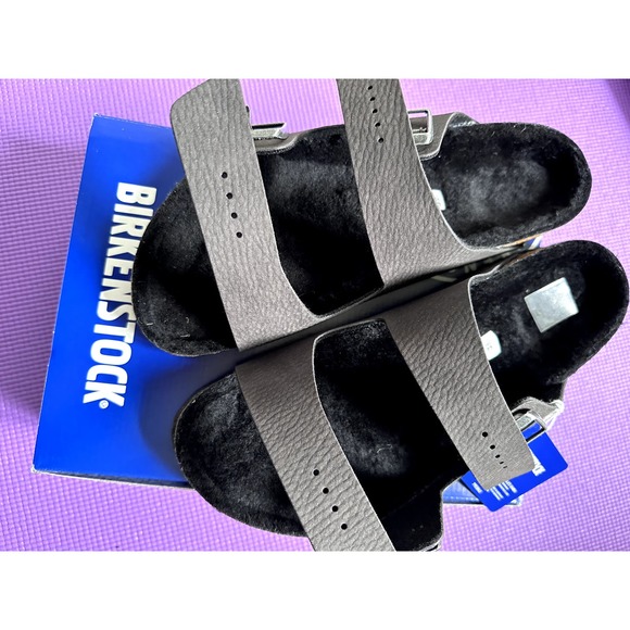 NWT BIRKENSTOCK Arizona Fur Shearling Black Sandals Size 11 Men Shoes main image 9